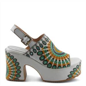 NEW L'ARTISTE women's stevienix platform sandals in white multi